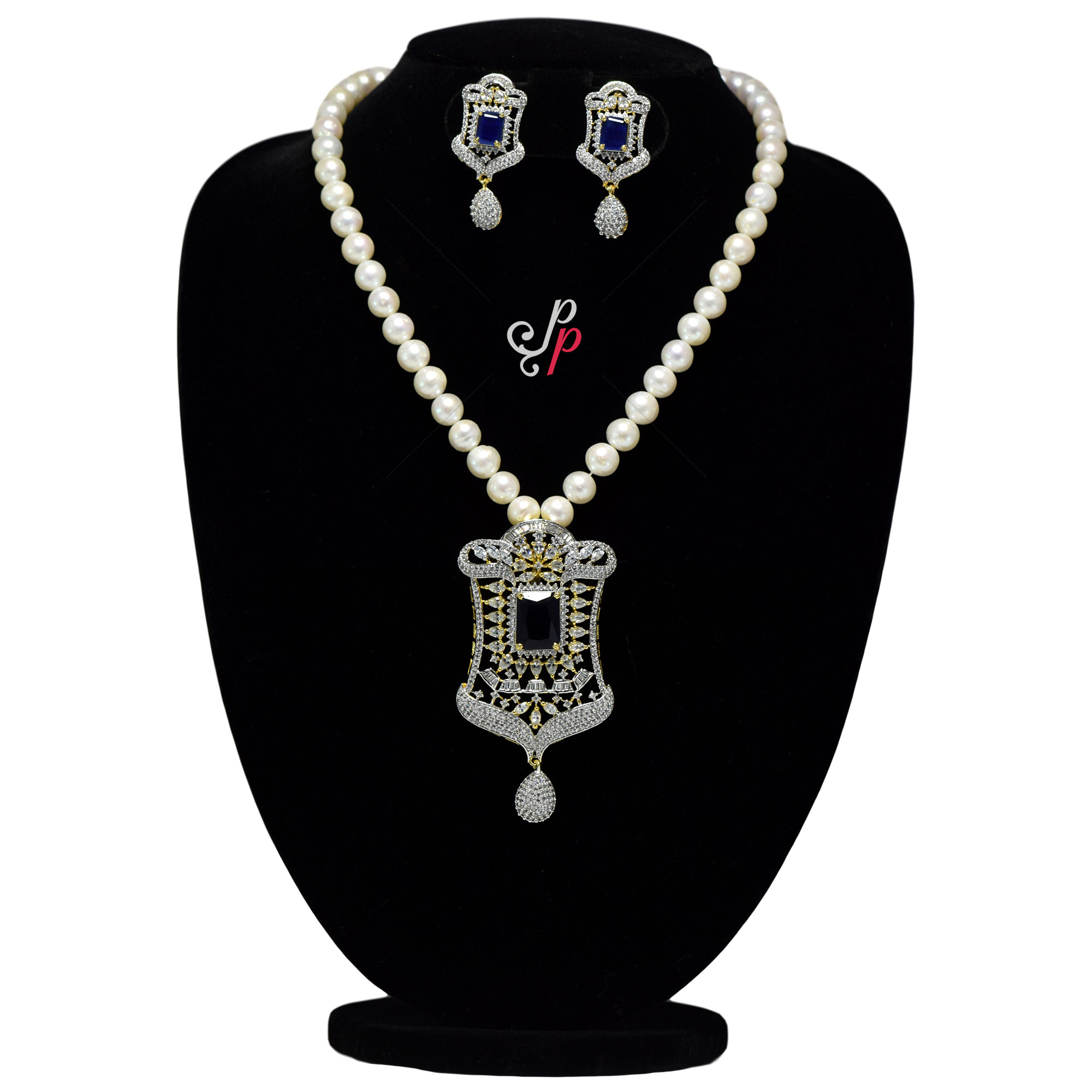 White & Gold Pearl Necklace With Earrings Set Pearl Necklace Set For W –  Lady India