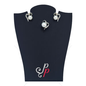 Stylish Pearl Pendant and Earrings set in Korean White Metal