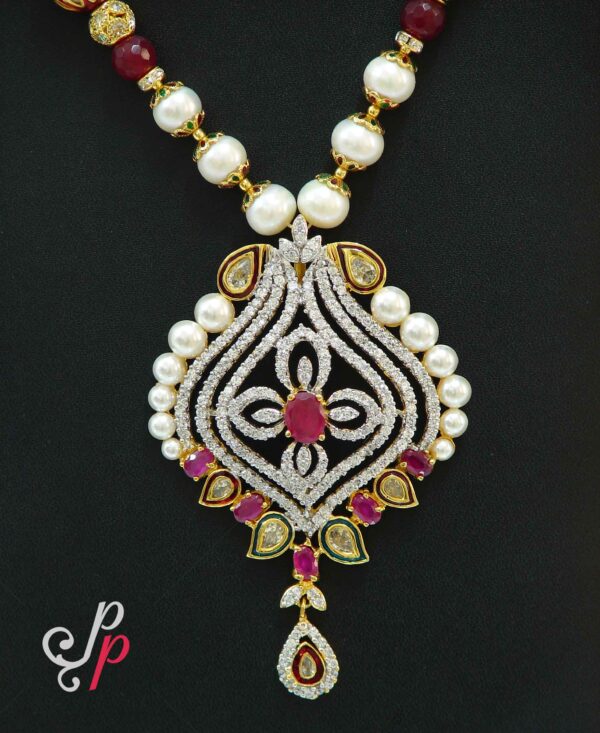 Traditional and trendy pearl necklace sets in rubies
