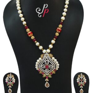 Traditional and trendy pearl necklace sets in rubies