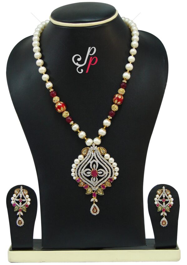 Traditional and trendy pearl necklace sets in rubies