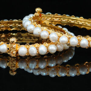 Traditional Pearl Bangles with golden base