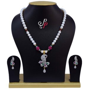 Trendy Pearl Necklace Set in Stylish CZ Pendant