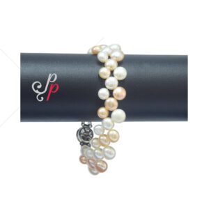 White and Pink Pearl Bracelet in Zig Zag Style