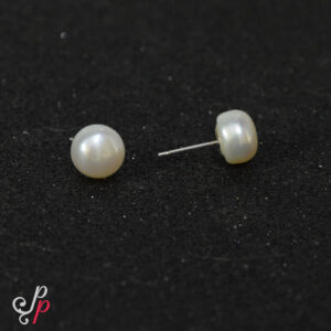 White Pearl Studs - Freshwater button pearls