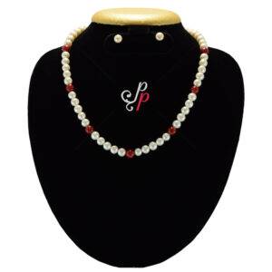 Simple and Elegant Pearl and Coral Necklace Set from Hyderabad