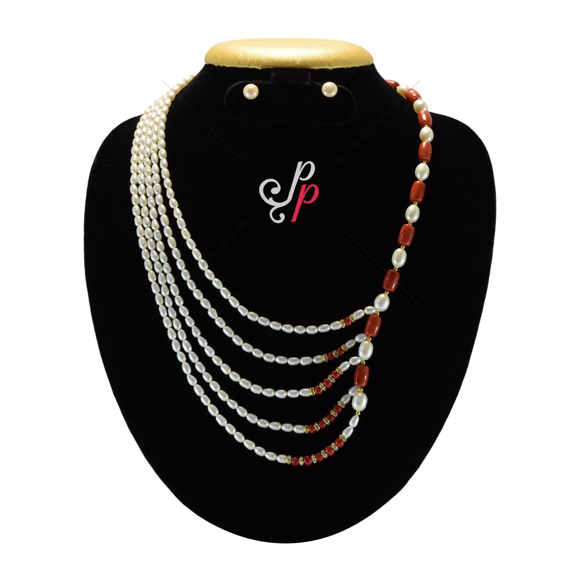 Trendy Pearl Set in Pearls and Corals