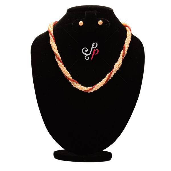 Twisted Pearl Necklace Set In Pink Pearls and Corals