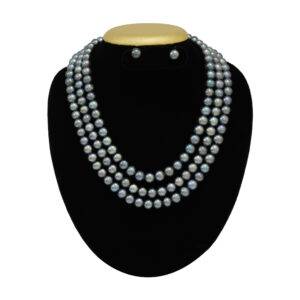 3 Lines Pearl Necklace in Peacock Hues
