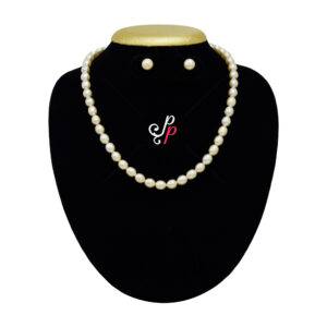Pretty and Simple Pearl Set in Light Pink Oval Shaped Pearls