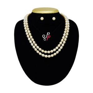 2 Strands Pearl Set in Light Pink Oval Shaped Pearls