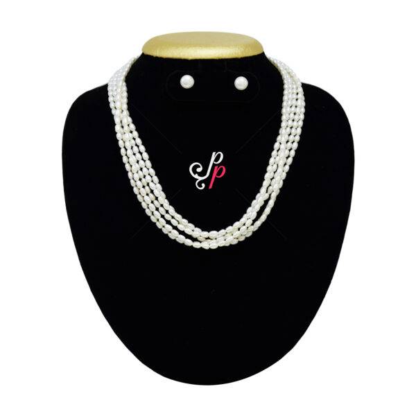 5 Lines Twisted Oval Pearl Necklace Set