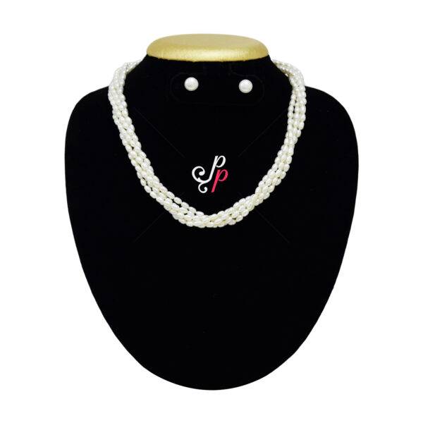 5 Lines Twisted Oval Pearl Necklace Set