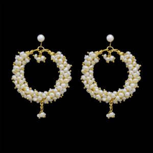 Circular Shaped Chand Bali Earrings in Pearls