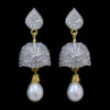 Pearl Jhumkas studded with American Diamonds
