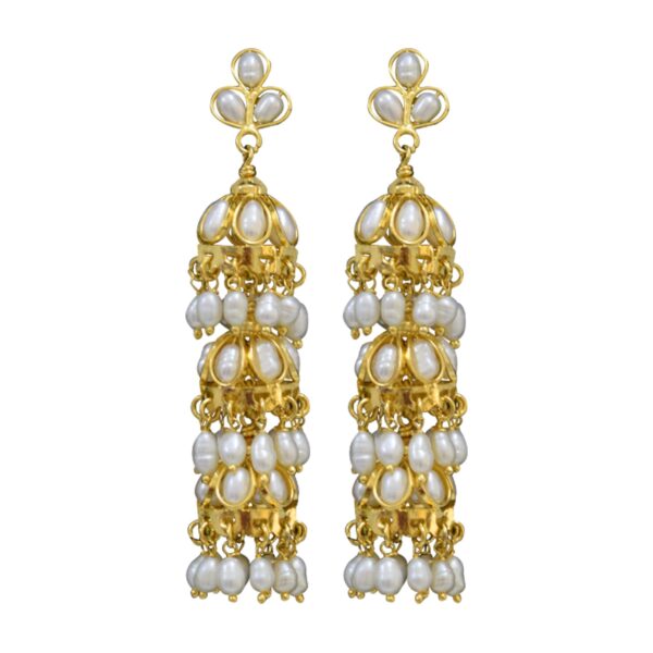 Rich and Traditional Pearl Jhumkas in White Pearls