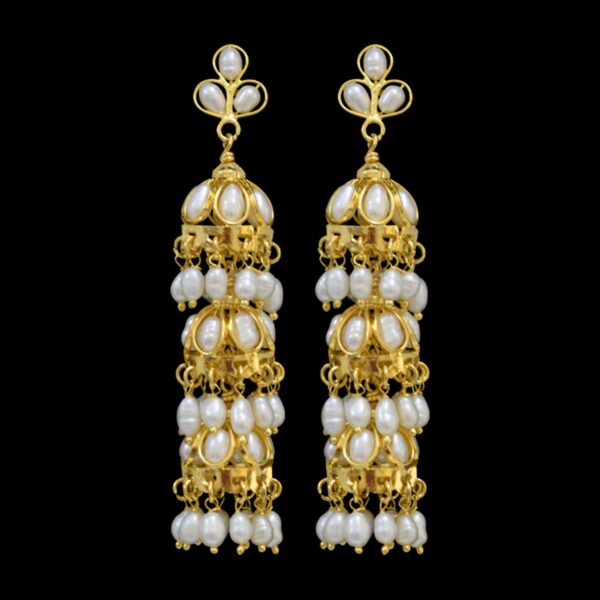 Rich and Traditional Pearl Jhumkas in White Pearls