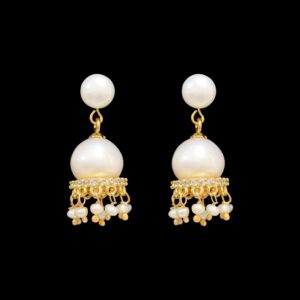 Traditional and Stylish Pearl Drop Hangings - with American Diamonds