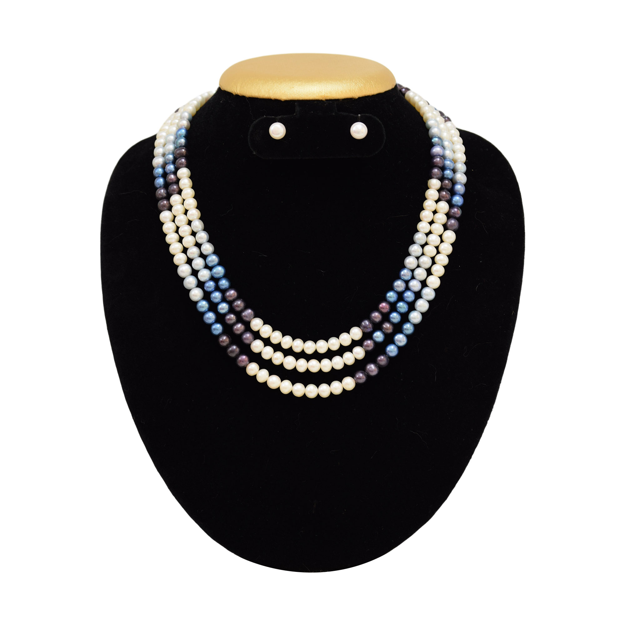 Blue and on sale white pearl necklace