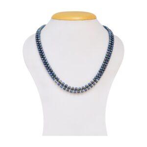 Elegant Pearl Set in 4mm Round Royal Blue Pearls in 2 Strands with ADs