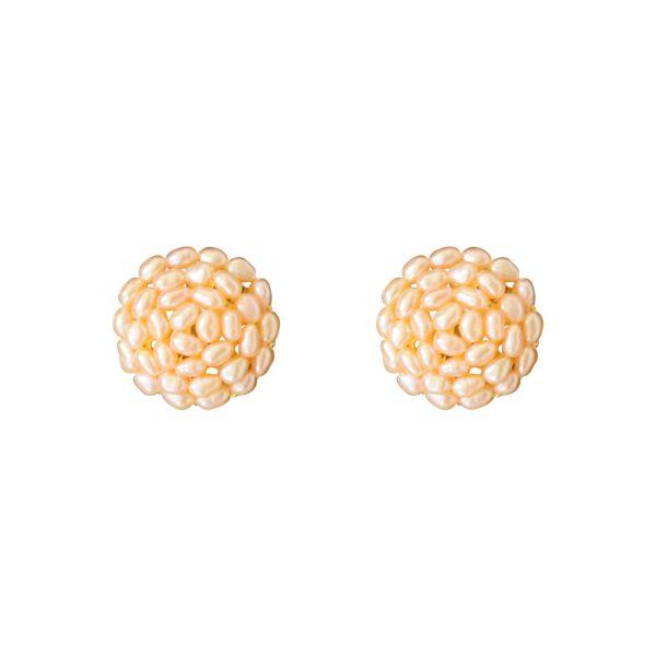 Large Pearl Studs in Pink Rice Pearls