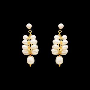 Pretty Pearl Hangings in White Oval Pearls - Retro Style