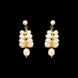 Pretty Pearl Hangings in White Oval Pearls - Retro Style