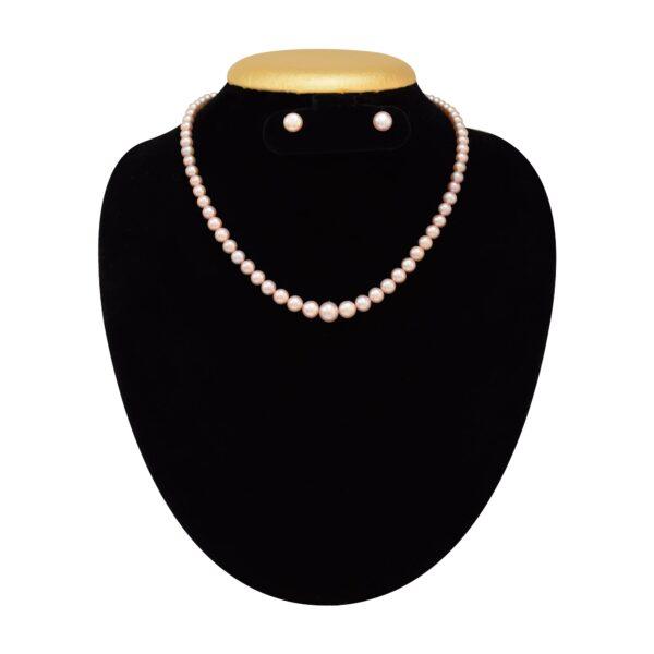 Single Line Dark Pink Pearl Necklace in Perfect Graduation (3mm to 8.5mm)
