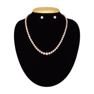 Single Line Dark Pink Pearl Necklace in Perfect Graduation (3mm to 8.5mm)