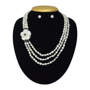 Graceful Baroque Pearl Necklace Set with Mother of Pearl Pendant