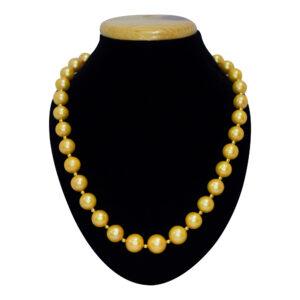 Rich and incredibly gorgeous South Sea look-alike graduated golden pearl necklace beautifully interspaced with golden metal balls