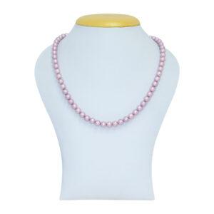 Well crafted pretty pink 18 inches single layer round pearl necklace