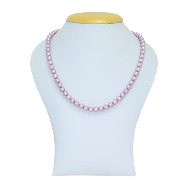 Well crafted pretty pink 18 inches single layer round pearl necklace