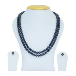 A must have finely crafted 18inches two-layer striking round black pearl necklace set