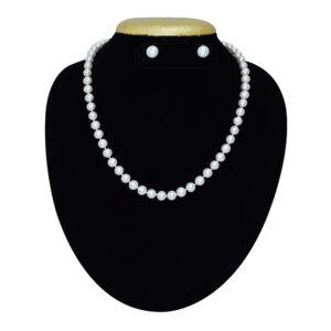 Double knotted simple 18 inches long necklace with beautiful shiny 6.5 mm white round pearls