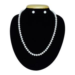 Well-crafted double knotted 21 inches long necklace with elegant 6.5 mm white round pearls