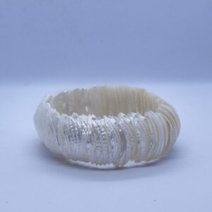 Handcrafted 1” thick mother of pearls bracelet made with expandable dome-shaped shells