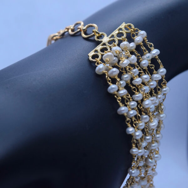 Elegant White Pearls 10 String Taar Mala Bracelet-1