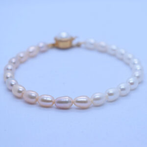 Pretty Pink & White 5mm Oval Pearls Bracelet