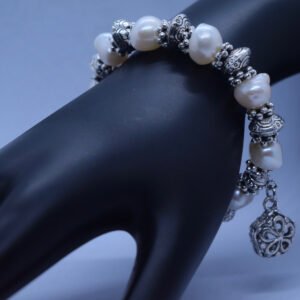 Lovely Baroque Pearls Expandable Bracelet With A Charm