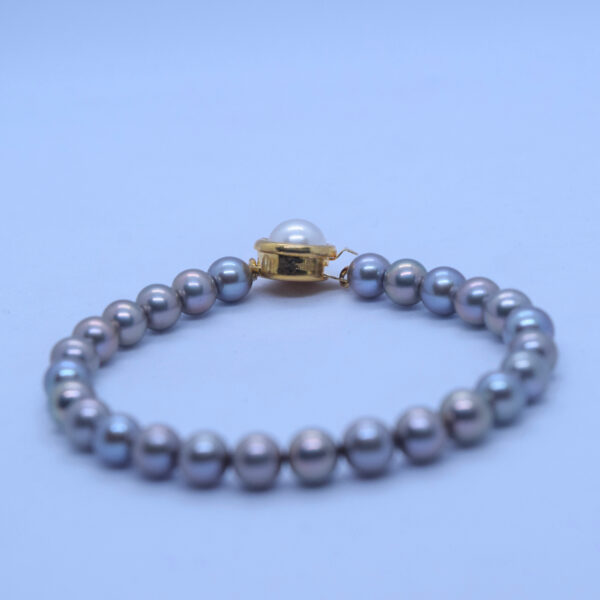 Rare 5mm Grey Round Pearl Bracelet With Brown Tinge1