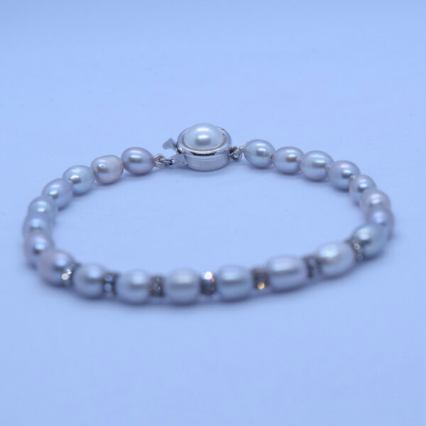 Subtle 5mm Grey Oval Pearl Bracelet With CZ Spacers1