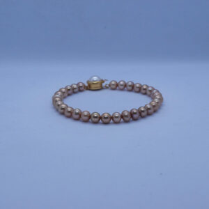 Rich 5mm Round Champagne Original Pearls Bracelet