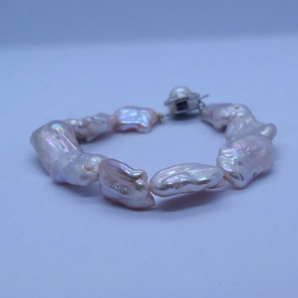 Magnificent Pink/Lavender Flat Baroque Pearls Bracelet