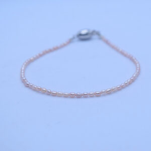 Cute & Dainty 2mm Pink Rice Pearls Bracelet