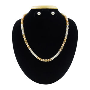 Well-crafted single row 18inches of breathtaking 7mm semi-round pearl necklace with white & champagne coloured pearls