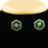 Luxurious Pearls Haar With CZ & SP Emeralds Floral Side Pendants-earrings
