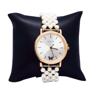 Classy Mesh Pattern White Pearls Watch With Sonata Dial