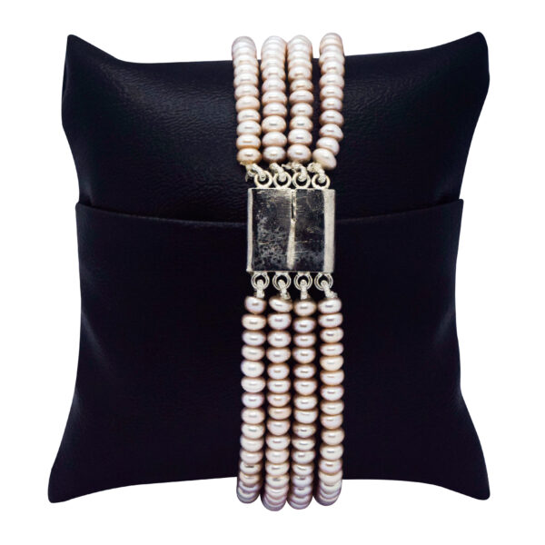 Sparkling Multi-Line Pink Pearls Bracelet With Round Sonata Dial 12