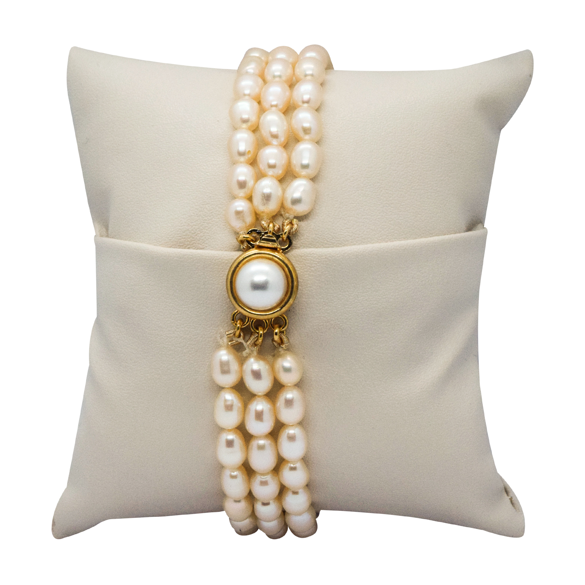 Graceful Triple Line Peach Pearls Watch With Sonata Dial Pure Pearls